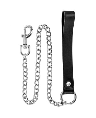 METAL LEASH WITH COW LEATHER WRIST