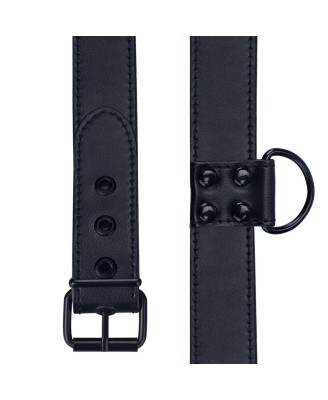 LoveToy - Bondage Fetish - Czarna Skórzana Obroża ze Smyczą