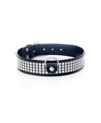 Fetish B - Series Collar with crystals 3 cm silver