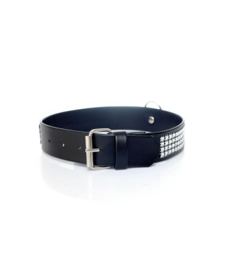 Fetish B - Series Collar with crystals 3 cm silver