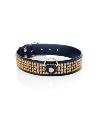Fetish B - Series Collar with crystals 3 cm gold