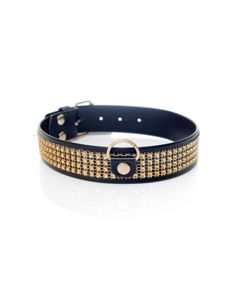 Fetish B - Series Collar with crystals 3 cm gold