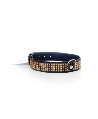 Fetish B - Series Collar with crystals 3 cm gold