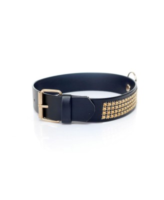 Fetish B - Series Collar with crystals 3 cm gold