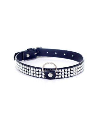 Fetish B - Series Collar with crystals 2 cm silver