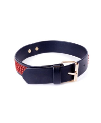 Fetish B - Series Collar with crystals 3 cm Red Line