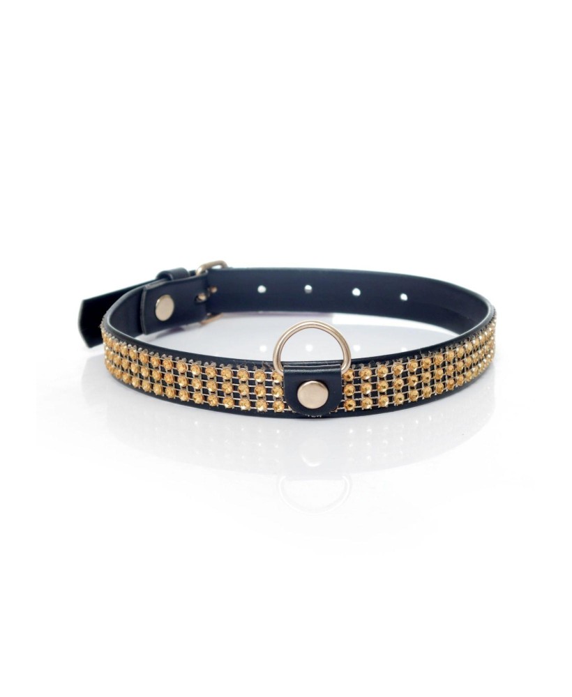 Fetish B - Series Collar with crystals 2 cm gold
