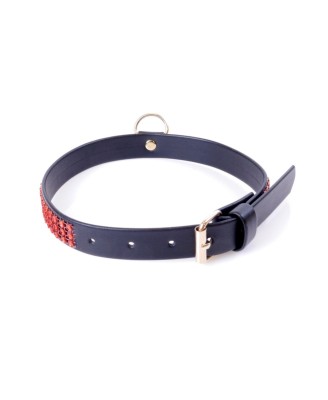Fetish B - Series Collar with crystals 2 cm Red Line