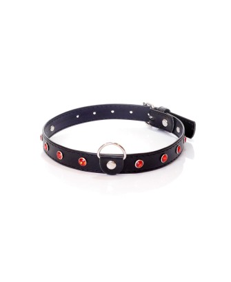 Fetish B - Series Collar - 2 cm - Obroża z Czerwonymi Kryształkami