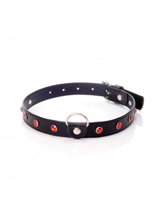 Fetish B - Series Collar - 2 cm - Obroża z Czerwonymi Kryształkami