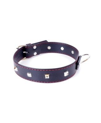 Fetish B - Series Collar with studs 3 cm Red Line