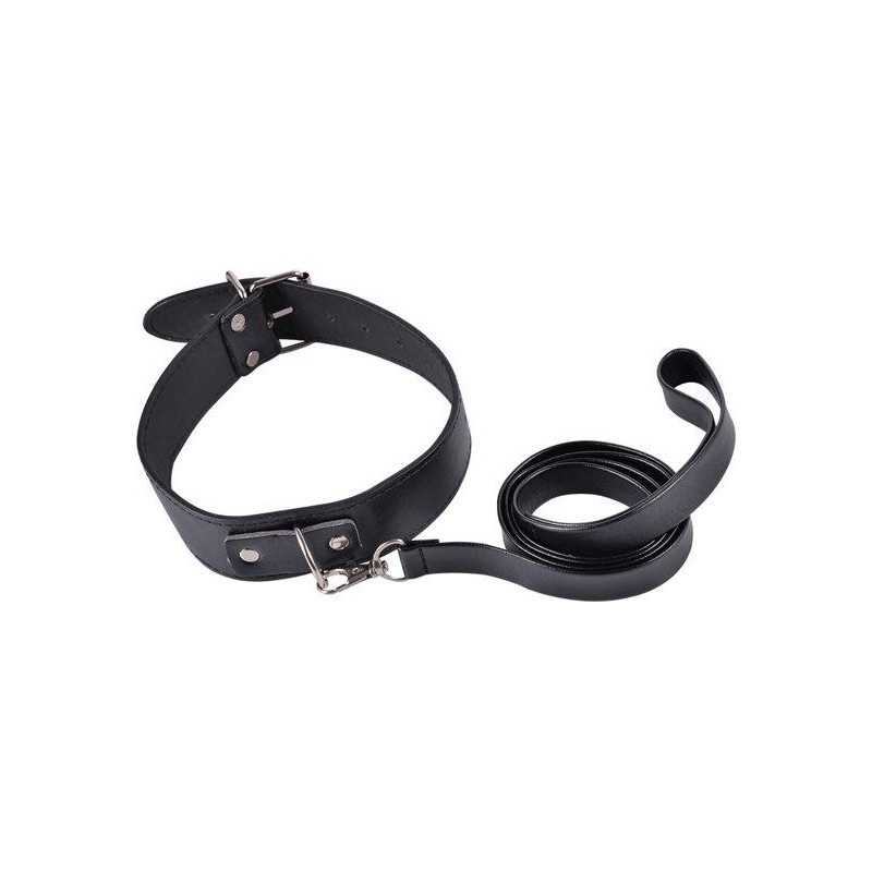 Kinky collar black  collar with leash  adjustable