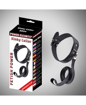 Kinky collar black  collar with leash  adjustable
