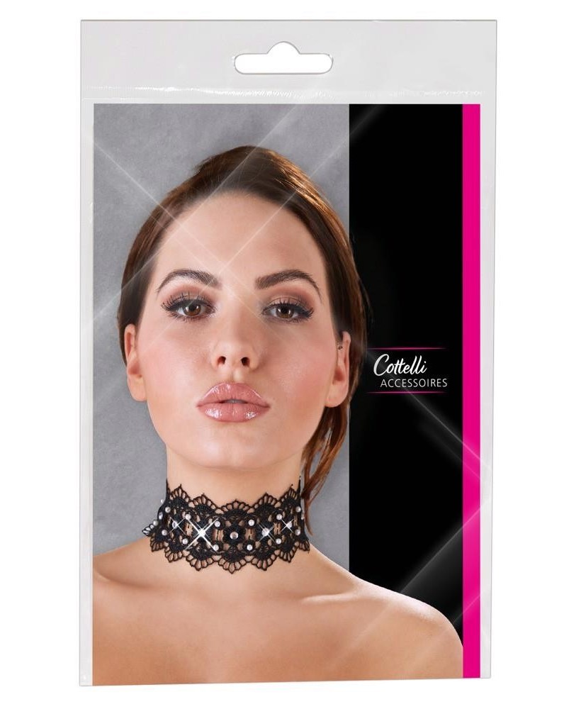 Embroidered Choker+Rhinestones