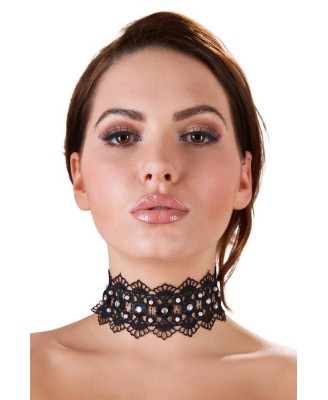 Embroidered Choker+Rhinestones