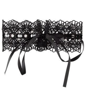 Embroidered Choker+Rhinestones