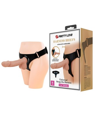 PRETTY LOVE - HARNESS BRIEFS Jerry Universal Strap-On Harness 7,6'' Dildo Flesh