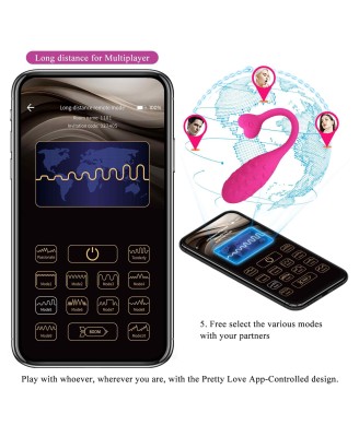 PRETTY LOVE - Fisherman Pink, 12 vibration functions Mobile APP remote control