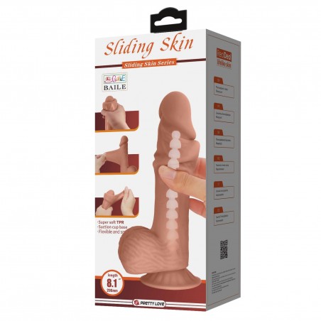 BAILE - Dildo Sliding Skin 8,1'', Bendable Suction base TPR