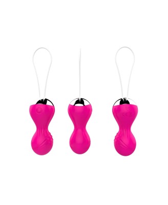 Kulki-Vibrating Silicone Kegel Balls USB 10 Function / Remote control -Pink
