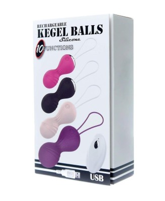 Kulki-Vibrating Silicone Kegel Balls USB 10 Function / Remote control -Pink