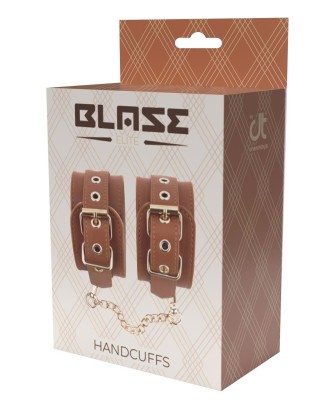 BLAZE ELITE HAND CUFFS COGNAC VEGAN LEATHER