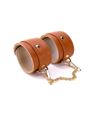 BLAZE ELITE HAND CUFFS COGNAC VEGAN LEATHER