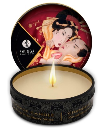 Shunga - Mini Świeca do Masażu Romance - Truskawka/Szampan
