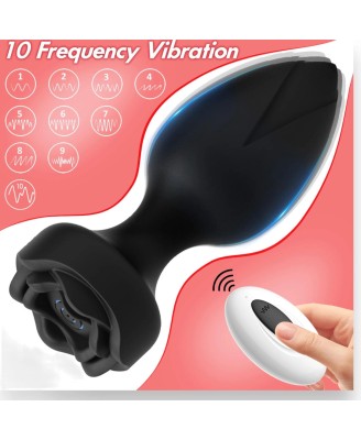 Power Escorts - Princess Plug - Remote Rose Design Plug - USB Rechargeable - 10 Functions - Black
