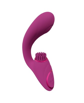Gen - Rechargeable Triple Action G-Spot Vibrator with Pulse Wave  and Vibrating Bristles - Pink