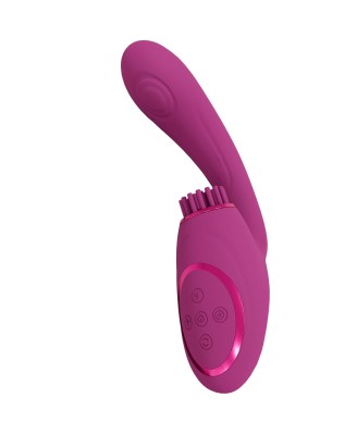 Gen - Rechargeable Triple Action G-Spot Vibrator with Pulse Wave  and Vibrating Bristles - Pink
