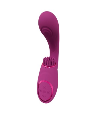 Gen - Rechargeable Triple Action G-Spot Vibrator with Pulse Wave  and Vibrating Bristles - Pink