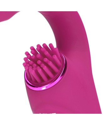 Gen - Rechargeable Triple Action G-Spot Vibrator with Pulse Wave  and Vibrating Bristles - Pink