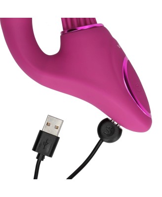 Gen - Rechargeable Triple Action G-Spot Vibrator with Pulse Wave  and Vibrating Bristles - Pink