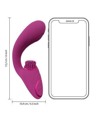 Gen - Rechargeable Triple Action G-Spot Vibrator with Pulse Wave  and Vibrating Bristles - Pink