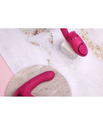 Riko - Rechargeable Triple Action Thumper with Advanced Finger Motion & Pulse Wave Stimulator - Pink