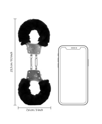 Furry Metal Hand Cuffs - Black