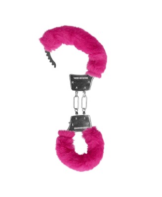 Furry Metal Hand Cuffs - Pink