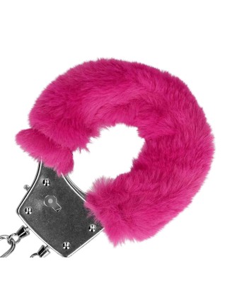 Furry Metal Hand Cuffs - Pink