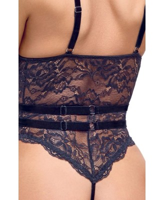 Czarne Body bez Krocza - Body Lace M - Cottelli