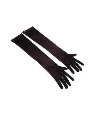 LONG BLACK SATIN GLOVES TU (Size: TU)