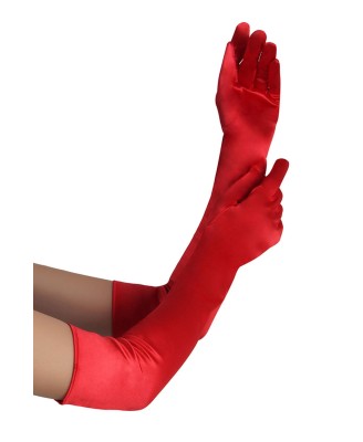 LONG SATIN RED GLOVES TU (Size: TU)