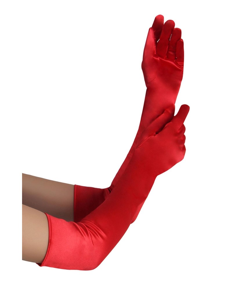 LONG SATIN RED GLOVES TU (Size: TU)