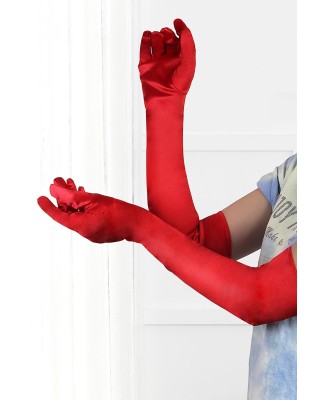 LONG SATIN RED GLOVES TU (Size: TU)