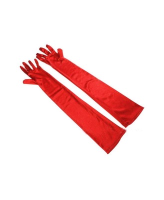 LONG SATIN RED GLOVES TU (Size: TU)