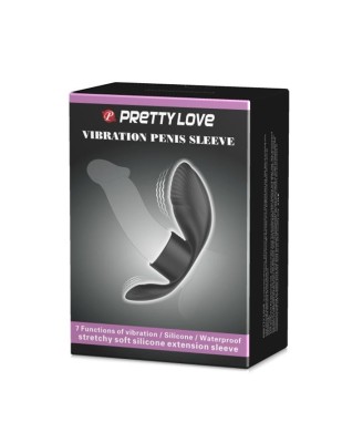 PRETTY LOVE - Vibration Penis Sleeve 7 FUNCTIONS BLACK