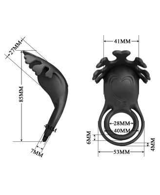 PRETTY LOVE - VIBRANT PENIS RING RUBEN Black, 7 vibration functions