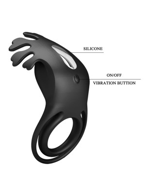 PRETTY LOVE - VIBRANT PENIS RING RUBEN Black, 7 vibration functions