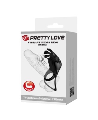 PRETTY LOVE - VIBRANT PENIS RING RUBEN Black, 7 vibration functions