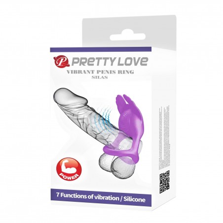 PRETTY LOVE - VIBRANT PENIS RING SILAS Black, 7 vibration functions